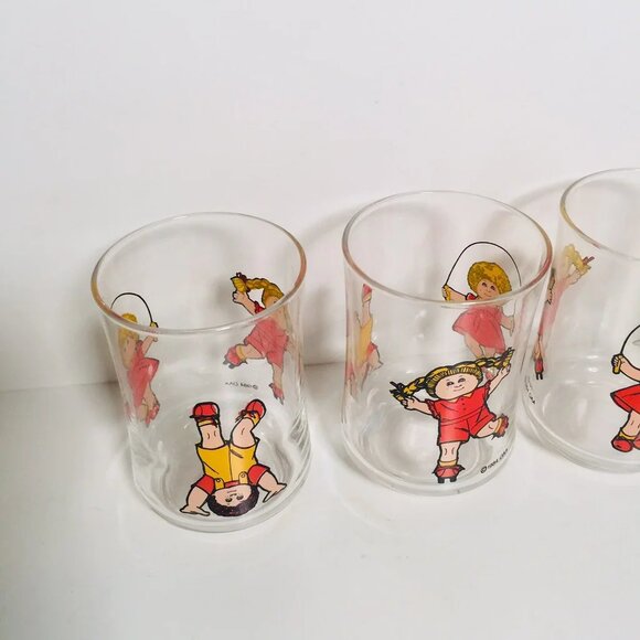 Vintage 1980s Set of 4 Cabbage Patch Kids Juice Glass Glasses Tumblers - Picture 5 of 6